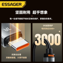 USB Cable Essager 'Double' 2in1 black 'USB / 2xType-C' 100cm
