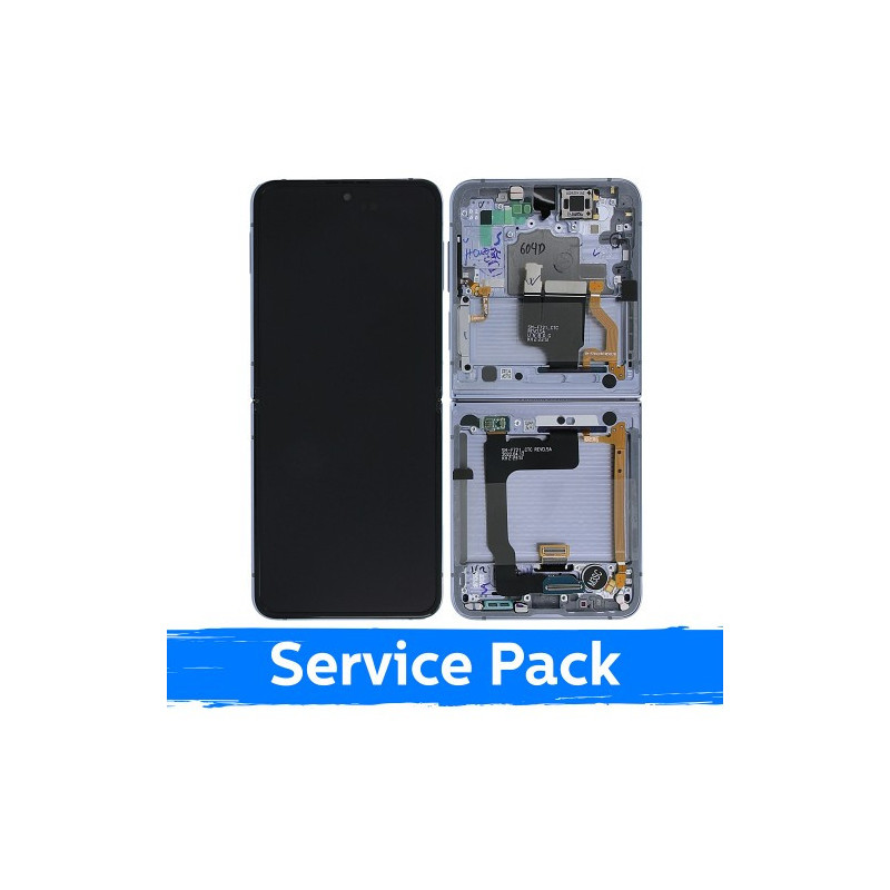 Ekranas skirtas Samsung F721 Z Flip4 (INNER) su rėmeliu / Blue / (Service Pack)