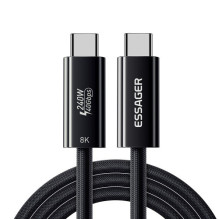 USB Kabelis Essager 'Thunder' juodas 'Thunderbolt 4 Full Function' 180cm USB Kabelis Essager 'Thunder' juodas 'Thunderbolt 4 Full Function' 180cm