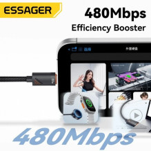 USB Kabelis Essager 'Triple' 3in1 juodas 'Type-C / Type-C / Lightning' 120cm USB Kabelis Essager 'Triple' 3in1 juodas 'Type-C / Type-C / Lightning' 120cm