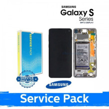 Ekranas skirtas Samsung G973 S10 su rėmeliu / Prism Black / (Service Pack) +INCLUDING BATTERY