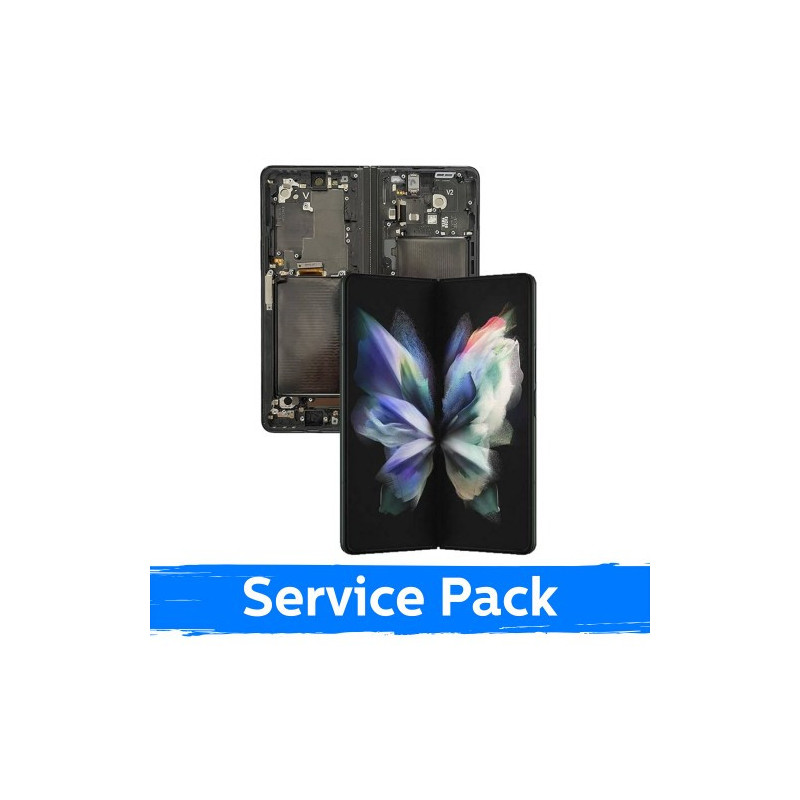 Ekranas skirtas Samsung F926 Z Fold3 (INNER) su rėmeliu / Phantom Black / (Service Pack)