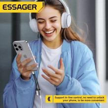 Adapteris Essager 'Dual String2' juodas (In: Male Type-C / Out: Female 2xType-C)