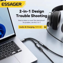 Adapteris Essager 'Dual String2' juodas (In: Male Type-C / Out: Female 2xType-C)