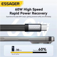 Adapteris Essager 'Dual String2' juodas (In: Male Type-C / Out: Female 2xType-C)