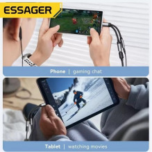 Adapteris Essager 'Dual String2' juodas (In: Male Type-C / Out: Female 2xType-C)