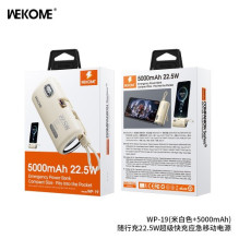 Išorinė baterija WK Design "WP-19 Companion" kreminis 5000mAh (22.5W)