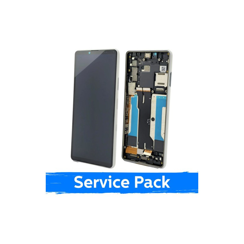 Ekranas skirtas Sony Xperia 10 III baltas su rėmeliu (Service Pack)