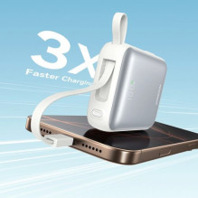 External battery Joyroom "JR-PBF27" white 10000mAh 22.5W (PD / QC3.0) + integrated "Type-C" / Lightn