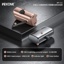 Išorinė baterija WK Design "WP-111" pilkas 10000mAh (22.5W)