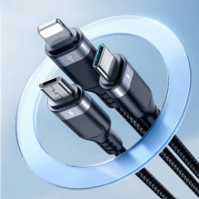 USB Cable Joyroom "3in1 / S-A18" black 30cm