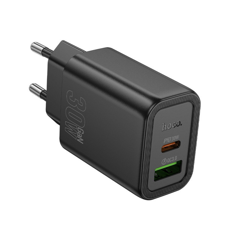 Charger Hoco N63 30W GaN USB-C / USB-A black