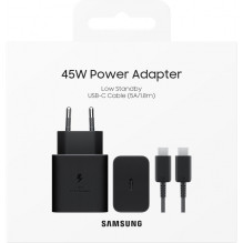 Įkroviklis Samsung EP-T4511XBEGEU 45W + USB-C to USB-C cable 1.8m juodas