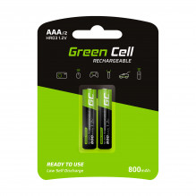 Green Cell Rechargeable Batteries 2x AAA HR03 800mAh