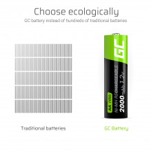 Įkraunamos Green Cell baterijos, 4 x AA HR6, 2000 mAh