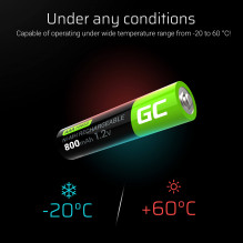 Įkraunamos Green Cell baterijos, 4 x AAA HR03, 800 mAh