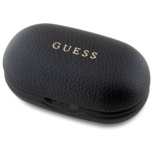 Guess Bluetooth ausinės GUTWSPGTSPSK TWS + prijungimo stotelė juoda / juoda grūdėtas klasikinis logotipas