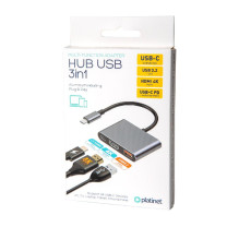 USB-C HUB Platinet 3in1 (PMH9991T) (1xHDMI 4K 1xUSB-C 1xUSB 3.2)