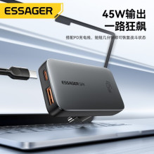 Įkroviklis Essager 'GaN Ultra' juodas 45W (1xPD / 1xQC3.0) Įkroviklis Essager 'GaN Ultra' juodas 45W (1xPD / 1xQC3.0)