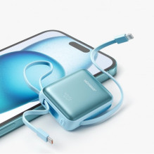 Išorinė baterija Joyroom 'JR-PBF17' mėlynas 10000mAh 22.5W (PD / QC3.0) + integruoti 'Type-C' ir 'Lightning' laidai Išorinė baterija Joyroom 'JR-PBF17' mėlynas 10000mAh 22.5W (PD / QC3.0) + integruoti 'Type-C' ir 'Lightning' laidai