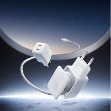 Charger Joyroom 'TCL05' white GaN Ultra 45W (2xUSB-C) + 'Type-C' 120cm 60W cable