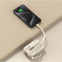 External battery Dudao 'K14' beige 10000mAh (PD / QC3.0) + Type-C / Lightning cable