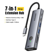 Adapter Essager '7 in 1' gray (In: Type-C) Adapter Essager '7 in 1' gray (In: Type-C)