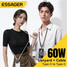 USB Kabelis Essager 'Rope' mėlynas 60W 'Type-C / Type-C' 30cm USB Kabelis Essager 'Rope' mėlynas 60W 'Type-C / Type-C' 30cm