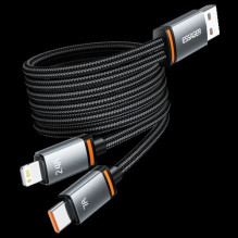 USB Cable Essager 'Triple' 3in1 black 'USB / Type-C / Lightning' 100cm USB Cable Essager 'Triple' 3in1 black 'USB / Type-C / Lightning' 100cm
