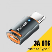 Adapter Essager 'HuntC' black (In: MicroUSB / Out: Type-C)