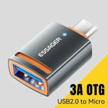 Adapteris Essager 'HuntUM' juodas (In: USB / Out: MicroUSB ) Adapteris Essager 'HuntUM' juodas (In: USB / Out: MicroUSB )