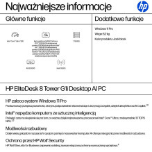 HP EliteDesk 8 Tower G1i Ultra 7 265 16GB DDR5 56000 SSD1TB Arc W11Pro 3Y OnSite