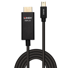 Adapteris - LINDY Mini DisplayPort į HDMI Kabelis, 4K, 60Hz, 0.5 m, Juodas