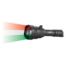 PNI Adventure F300 flashlight package with 3-color LED, white, red, green, max. 10W, IPX6 and Sticky Pad Flag included