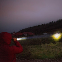 PNI Adventure F300 flashlight package with 3-color LED, white, red, green, max. 10W, IPX6 and Sticky Pad Flag included
