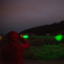 PNI Adventure F300 flashlight package with 3-color LED, white, red, green, max. 10W, IPX6 and Sticky Pad Flag included