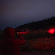 PNI Adventure F300 flashlight package with 3-color LED, white, red, green, max. 10W, IPX6 and Sticky Pad Flag included