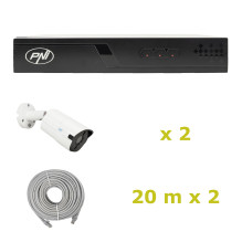 PNI House IP710J POE NVR video surveillance package, 2 PNI IP818J 8MP cameras and 2 20 meter UTP CAT6 cables included