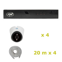 PNI House IP710J POE NVR video surveillance package, 4 PNI IP808J 8MP cameras and 4 20 meter UTP CAT6 cables included