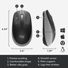MOUSE USB OPTICAL WRL M190 / GREY 910-005906 LOGITECH