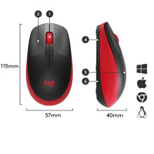 MOUSE USB OPTICAL WRL M190 / RED 910-005908 LOGITECH