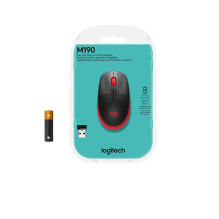 MOUSE USB OPTICAL WRL M190 / RED 910-005908 LOGITECH