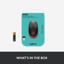 MOUSE USB OPTICAL WRL M190 / RED 910-005908 LOGITECH