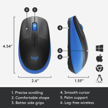 MOUSE USB OPTICAL WRL M190 / BLUE 910-005907 LOGITECH