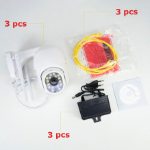 3-piece kit PNI IP440 WiFi PTZ wireless video surveillance camera, 4MP, digital zoom, micro SD slot, stand-alone, motion