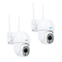 2-piece kit PNI IP440 WiFi PTZ wireless video surveillance camera, 4MP, digital zoom, micro SD slot, stand-alone, motion