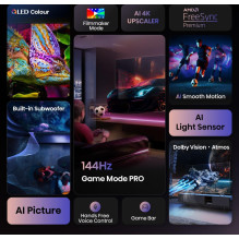 Televizorius, HISENSE, 100", 4K Ultra HD, 3840 x 2160 pikselių, plokščias, 16:9, QLED, 100E7QPRO