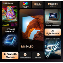 TV Set, HISENSE, 100 ", 4K Ultra HD, 3840 x 2160 pixels, Flat, 16:9, ULED, 100U7Q