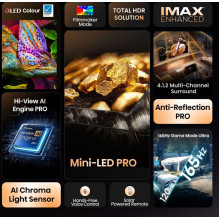 TV Set, HISENSE, 100 ", 4K Ultra HD, 3840 x 2160 pixels, Flat, 16:9, ULED, 100U8Q