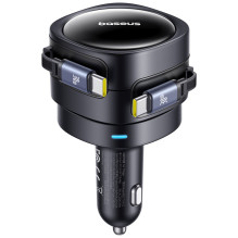 Baseus Enjoyment Max 60W Car Charger with Two Retractable USB-C Cables - Black